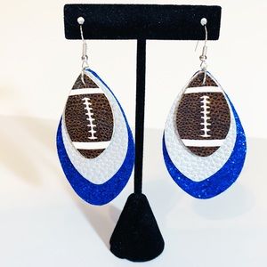 2/$20 Glitter Football Faux leather earrings